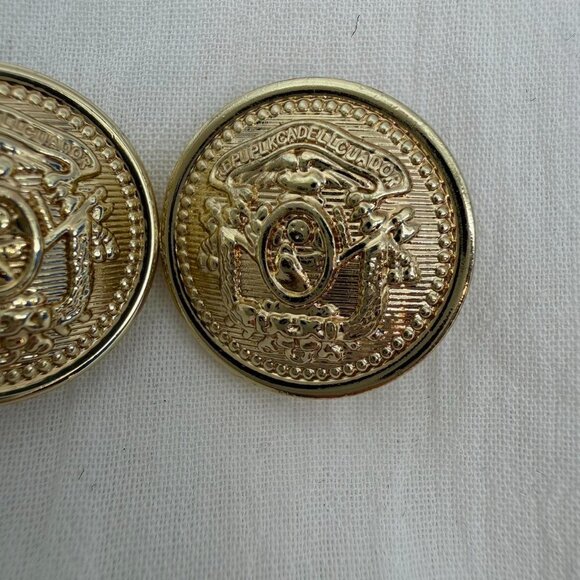 Lot of 4 Vintage Republica del Ecuador Coat of Arms Buttons – Gold Tone Metal - Picture 2 of 2